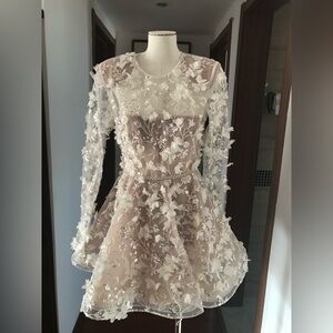 Bronx & Banco White Hand Embellished Talulah Mini Dress Long Sleeve XS NWOT